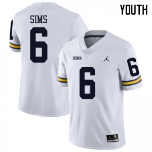 Michigan Wolverines #6 Myles Sims Youth White College Football Jersey 463529-836