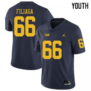 Michigan Wolverines #66 Chuck Filiaga Youth Navy College Football Jersey 966055-879