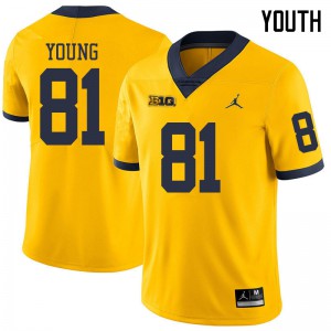 Michigan Wolverines #81 Jack Young Youth Yellow College Football Jersey 982231-403