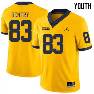Michigan Wolverines #83 Zach Gentry Youth Yellow College Football Jersey 203494-227