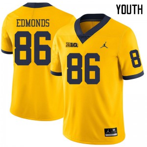 Michigan Wolverines #86 Conner Edmonds Youth Yellow College Football Jersey 255479-122
