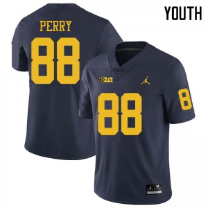 Michigan Wolverines #88 Grant Perry Youth Navy College Football Jersey 799164-471