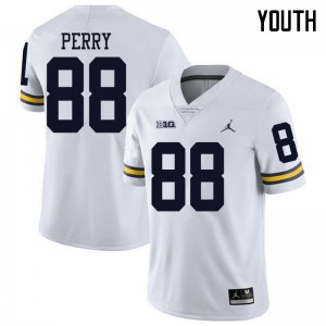 Michigan Wolverines #88 Grant Perry Youth White College Football Jersey 363099-258