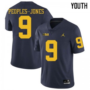 Michigan Wolverines #9 Donovan Peoples-Jones Youth Navy College Football Jersey 668412-570