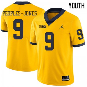 Michigan Wolverines #9 Donovan Peoples-Jones Youth Yellow College Football Jersey 270486-264