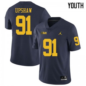 Michigan Wolverines #91 Taylor Upshaw Youth Navy College Football Jersey 834927-788