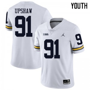 Michigan Wolverines #91 Taylor Upshaw Youth White College Football Jersey 604205-723