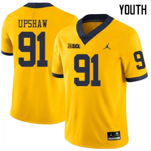 Michigan Wolverines #91 Taylor Upshaw Youth Yellow College Football Jersey 343976-865