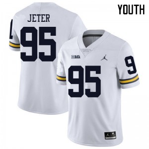 Michigan Wolverines #95 Donovan Jeter Youth White College Football Jersey 404168-684