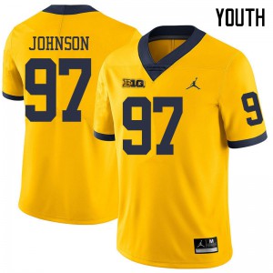 Michigan Wolverines #97 Ron Johnson Youth Yellow College Football Jersey 409170-761