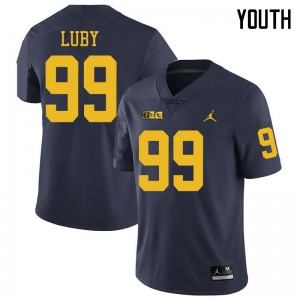 Michigan Wolverines #99 John Luby Youth Navy College Football Jersey 165340-526