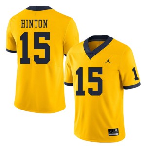 Michigan Wolverines #15 Christopher Hinton Men's Yellow College Football Jersey 593707-616