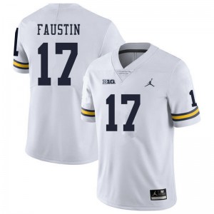 Michigan Wolverines #17 Sammy Faustin Men's White College Football Jersey 636282-426