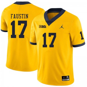Michigan Wolverines #17 Sammy Faustin Men's Yellow College Football Jersey 208143-322