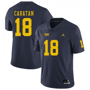 Michigan Wolverines #18 George Caratan Men's Navy College Football Jersey 630961-907