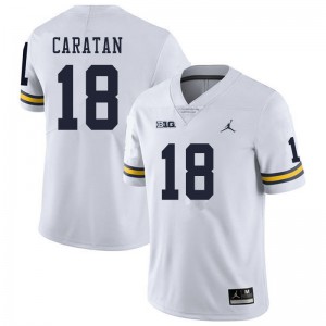 Michigan Wolverines #18 George Caratan Men's White College Football Jersey 627401-971