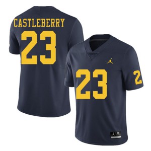 Michigan Wolverines #23 Jordan Castleberry Men's Navy College Football Jersey 964876-484