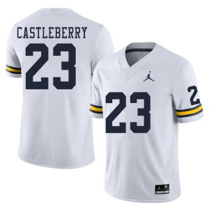 Michigan Wolverines #23 Jordan Castleberry Men's White College Football Jersey 279403-807