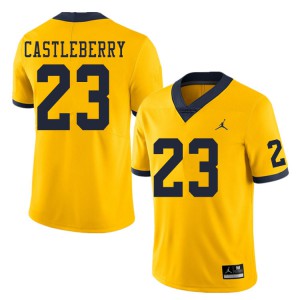 Michigan Wolverines #23 Jordan Castleberry Men's Yellow College Football Jersey 981112-237