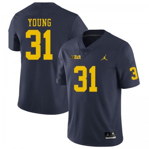 Michigan Wolverines #31 Jack Young Men's Navy College Football Jersey 884657-714