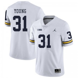 Michigan Wolverines #31 Jack Young Men's White College Football Jersey 754530-957
