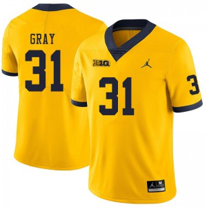 Michigan Wolverines #31 Vincent Gray Men's Yellow College Football Jersey 922696-287