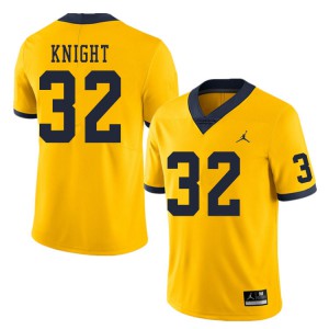 Michigan Wolverines #32 Nolan Knight Men's Yellow College Football Jersey 529540-674