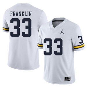 Michigan Wolverines #33 Leon Franklin Men's White College Football Jersey 175476-794