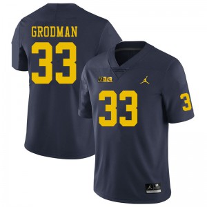 Michigan Wolverines #33 Louis Grodman Men's Navy College Football Jersey 126009-704