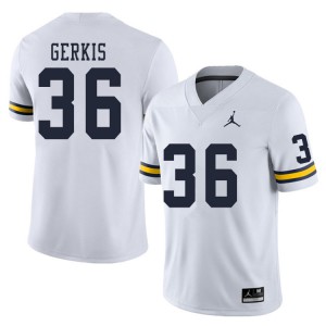 Michigan Wolverines #36 Izaak Gerkis Men's White College Football Jersey 359514-138