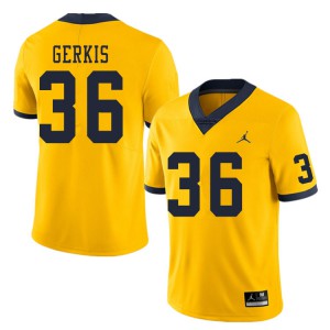 Michigan Wolverines #36 Izaak Gerkis Men's Yellow College Football Jersey 297778-115