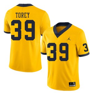 Michigan Wolverines #39 Matt Torey Men's Yellow College Football Jersey 831464-540