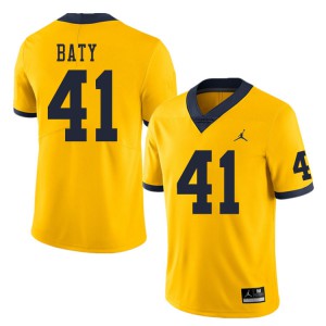 Michigan Wolverines #41 John Baty Men's Yellow College Football Jersey 322383-955