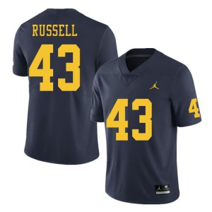 Michigan Wolverines #43 Andrew Russell Men's Navy College Football Jersey 740856-413
