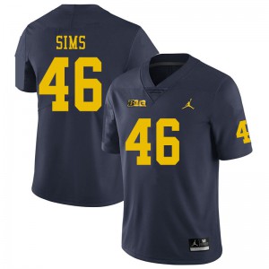 Michigan Wolverines #46 Myles Sims Men's Navy College Football Jersey 588923-826