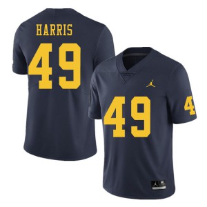 Michigan Wolverines #49 Keshaun Harris Men's Navy College Football Jersey 634423-895
