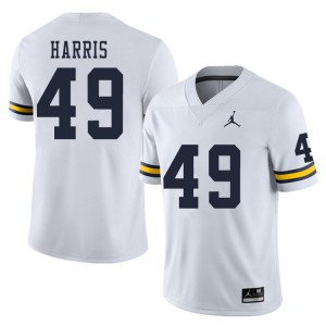 Michigan Wolverines #49 Keshaun Harris Men's White College Football Jersey 545061-613