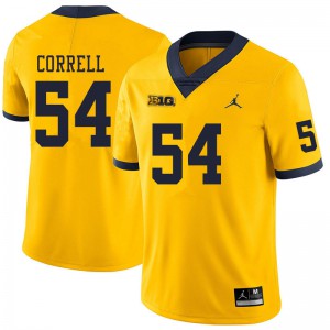 Michigan Wolverines #54 Kraig Correll Men's Yellow College Football Jersey 184624-601