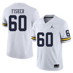 Michigan Wolverines #60 Luke Fisher Men's White College Football Jersey 586125-644
