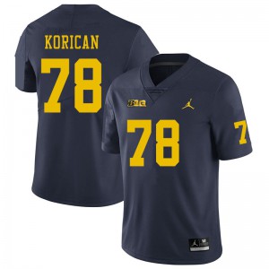 Michigan Wolverines #78 Griffin Korican Men's Navy College Football Jersey 748899-530