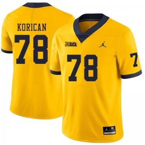 Michigan Wolverines #78 Griffin Korican Men's Yellow College Football Jersey 533447-194