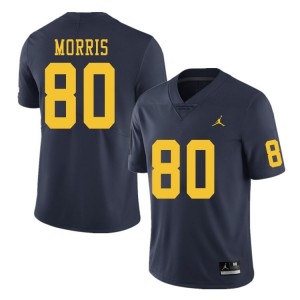 Michigan Wolverines #80 Mike Morris Men's Navy College Football Jersey 685999-412