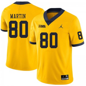 Michigan Wolverines #80 Oliver Martin Men's Yellow College Football Jersey 604826-730