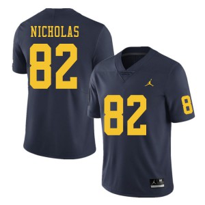 Michigan Wolverines #82 Desmond Nicholas Men's Navy College Football Jersey 705544-487
