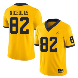 Michigan Wolverines #82 Desmond Nicholas Men's Yellow College Football Jersey 395005-491