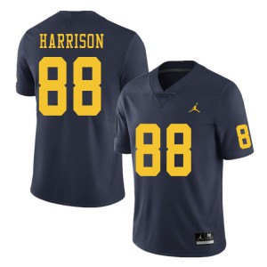 Michigan Wolverines #88 Mathew Harrison Men's Navy College Football Jersey 497548-190
