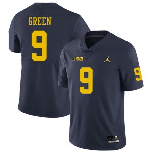 Michigan Wolverines #9 Gemon Green Men's Navy College Football Jersey 370905-628
