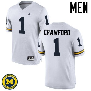 Michigan Wolverines #1 Dylan Crawford Men's White College Football Jersey 951958-476