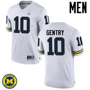 Michigan Wolverines #10 Zach Gentry Men's White College Football Jersey 419449-666