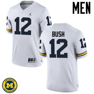 Michigan Wolverines #12 Peter Bush Men's White College Football Jersey 531430-658
